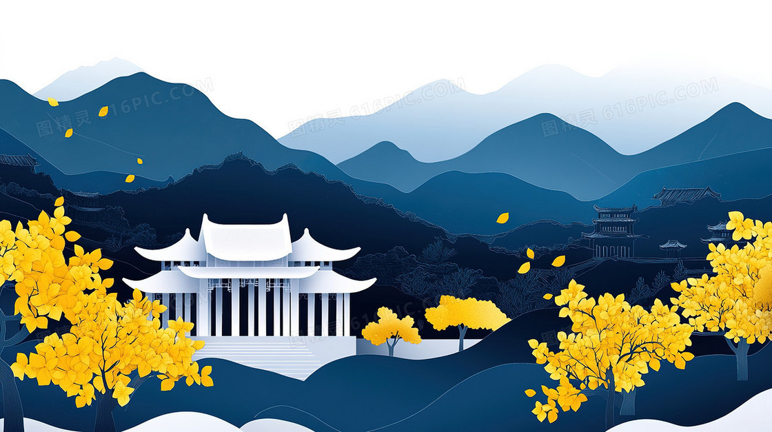 中式立体亭子背景