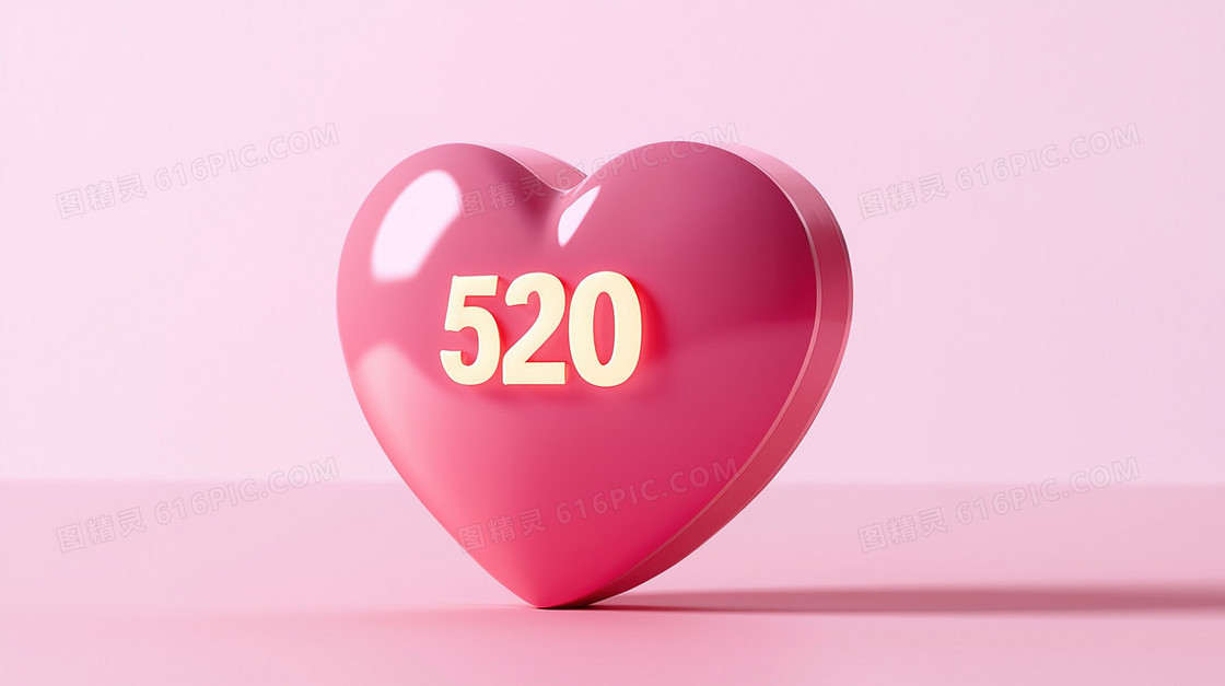 C4D立体浪漫520情人节爱心创意背景