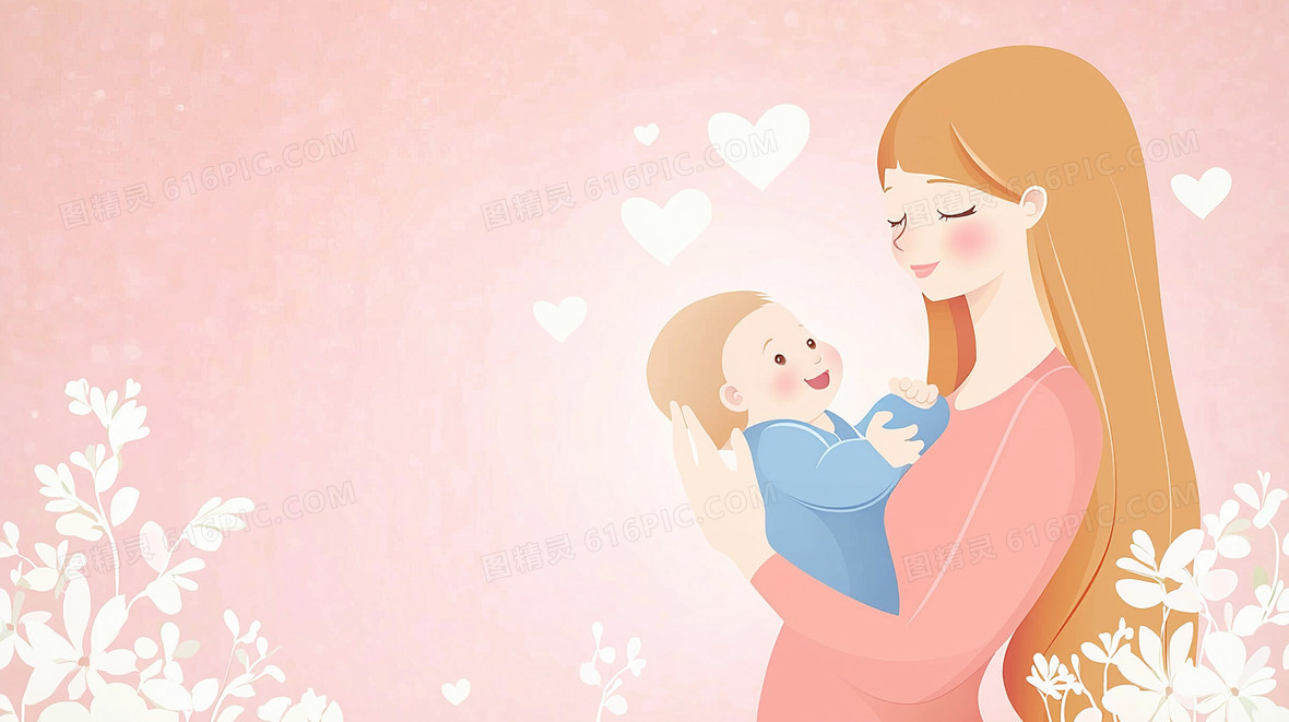 怀抱拥抱婴儿妈妈卡通背景背景图片下载_2912x1632像素JPG格式_编号ve7f5w3xp_图精灵