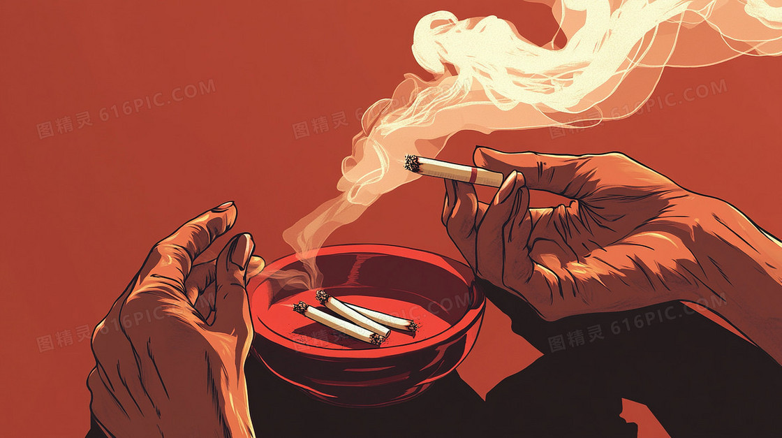 简约卡通吸烟背景