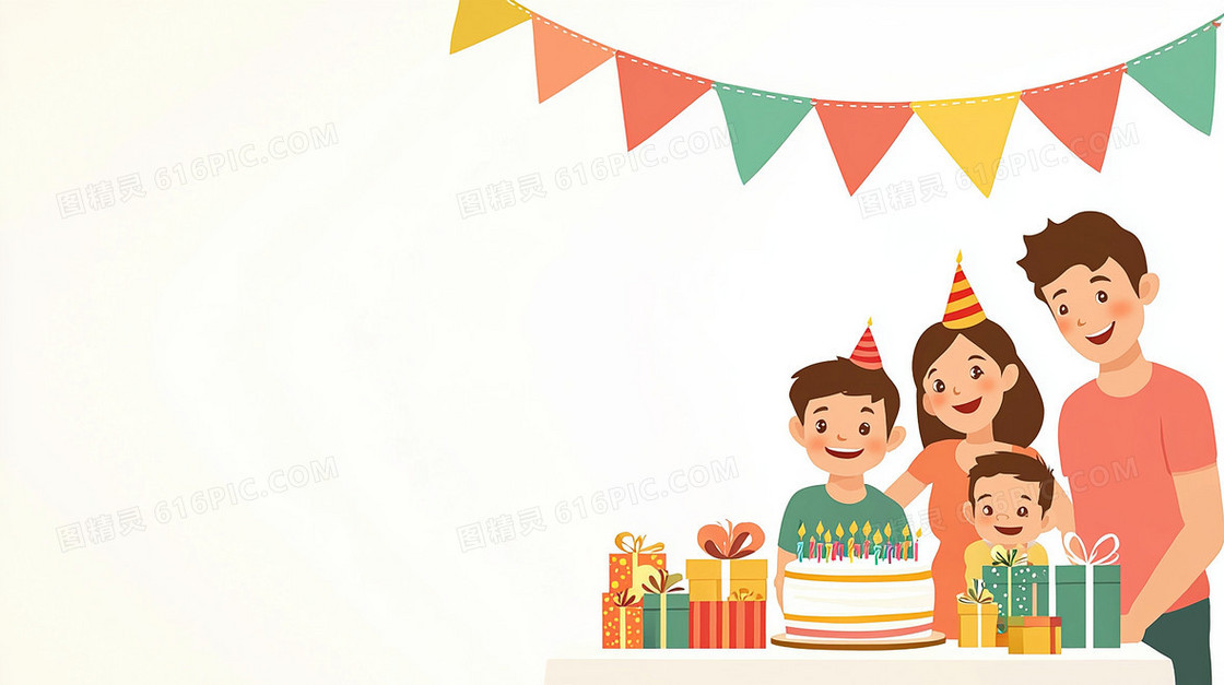 一家人庆祝孩子过生日背景