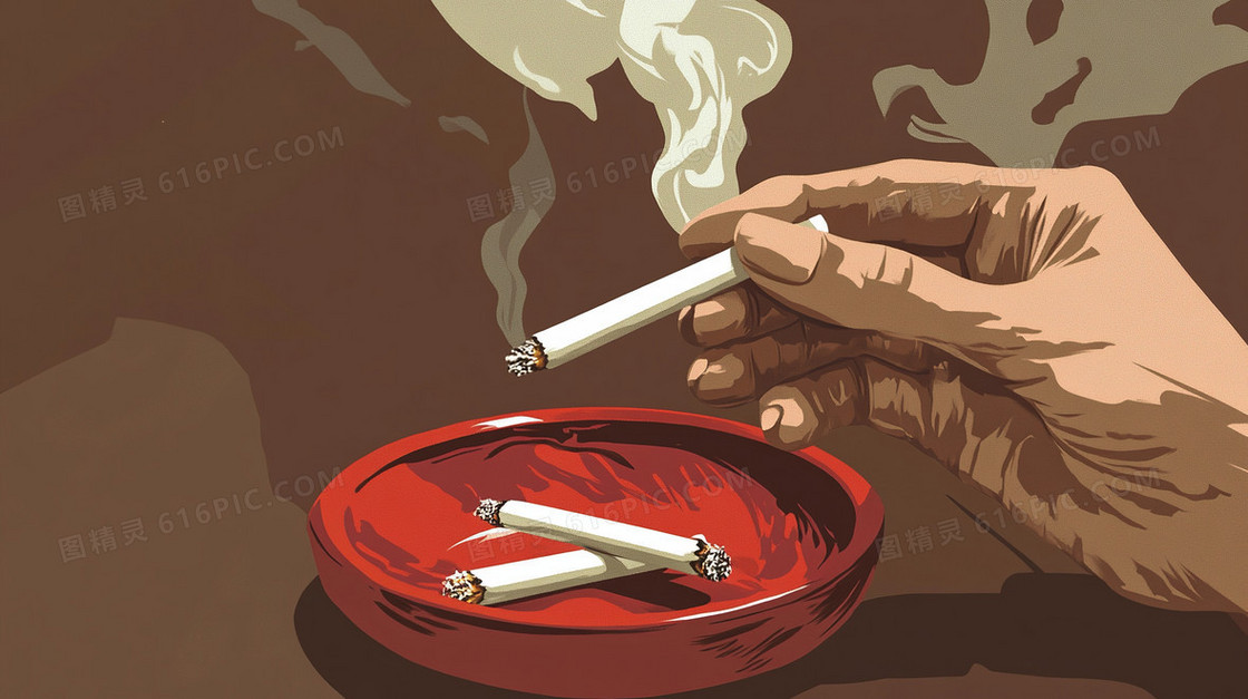 简约卡通吸烟背景