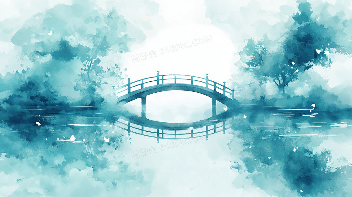 水彩风格小桥背景