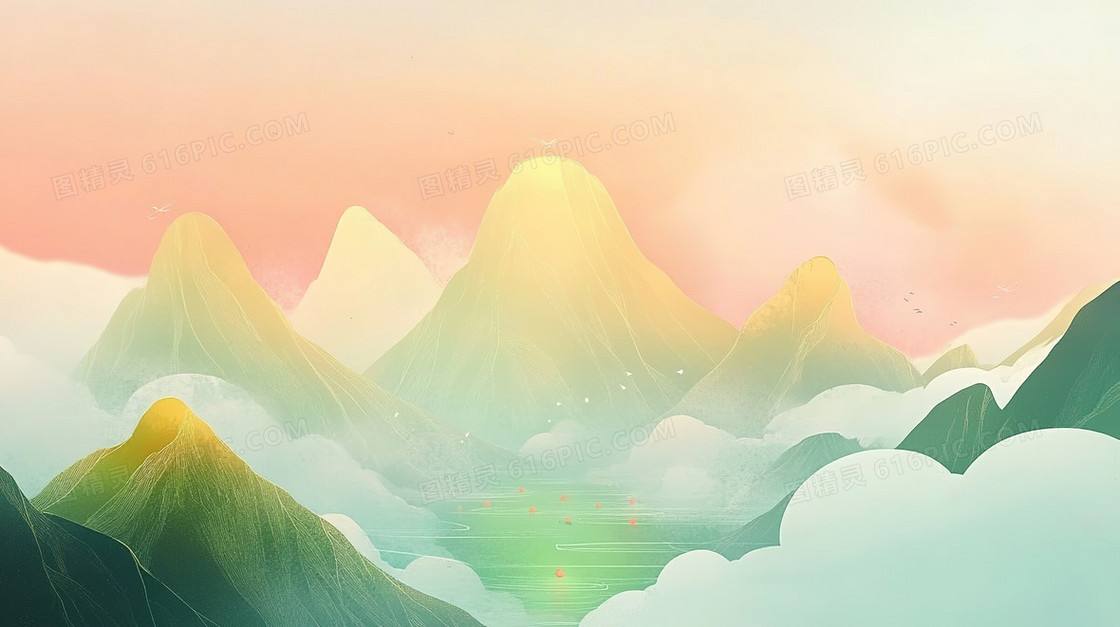 插画风创意山背景