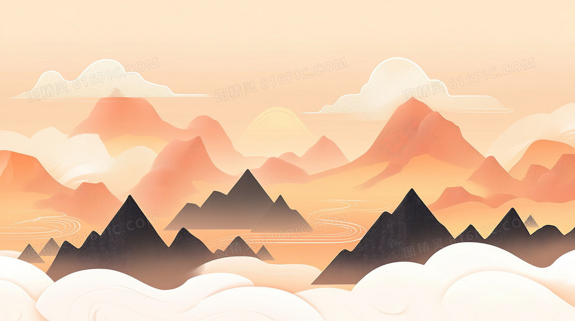 插画风创意山背景