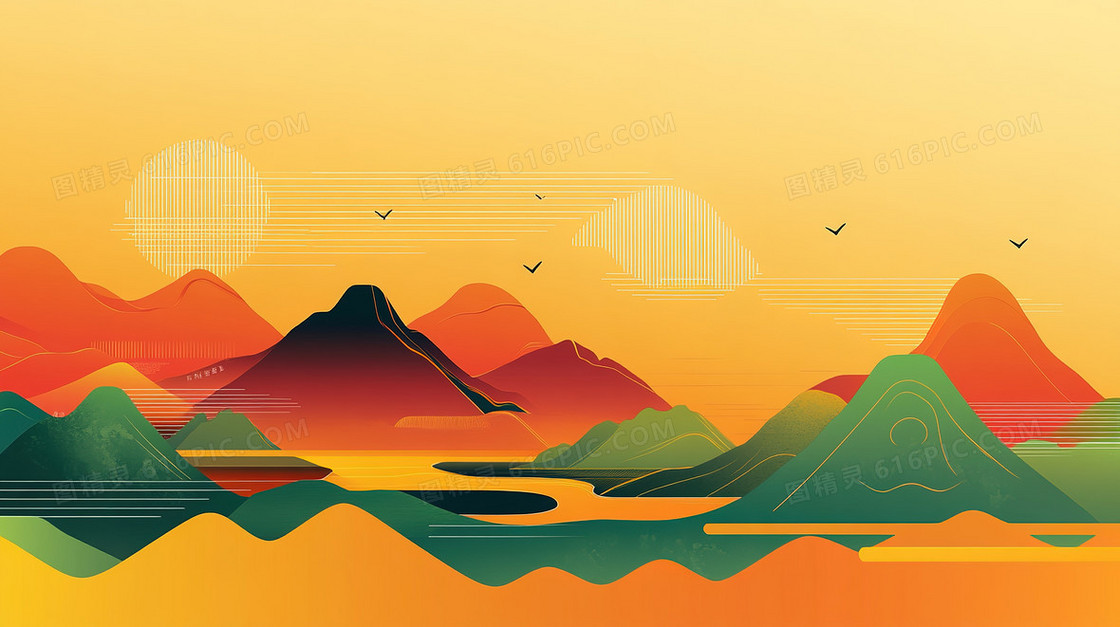 插画风创意山背景