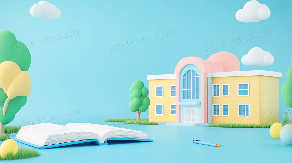 3D校园简洁背景