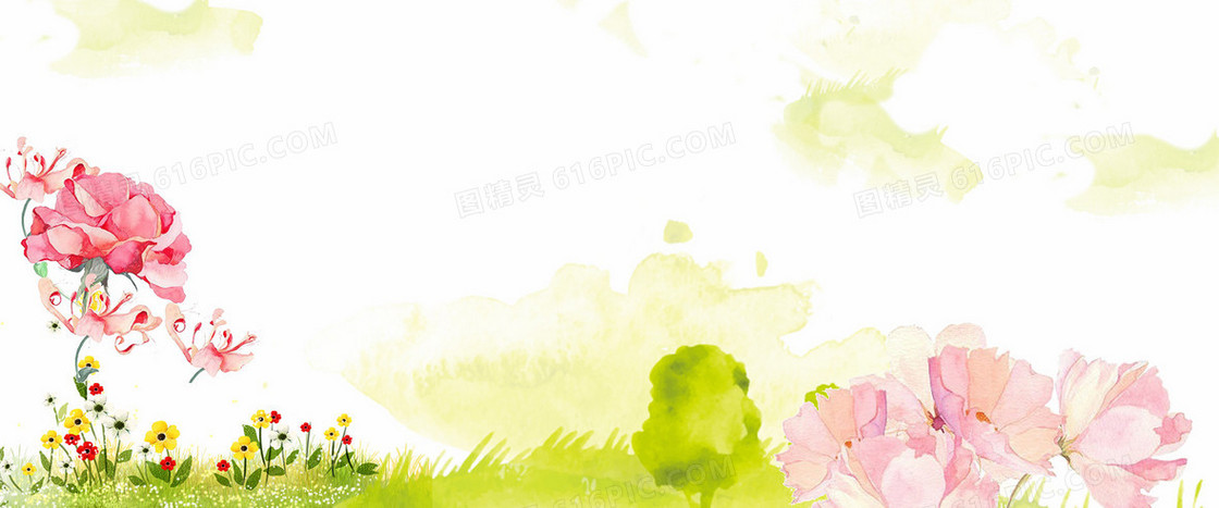 春季手绘花朵淘宝海报背景