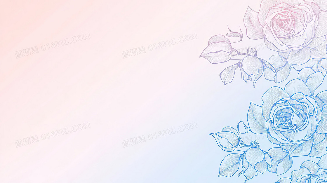 清新渐变玫瑰花背景