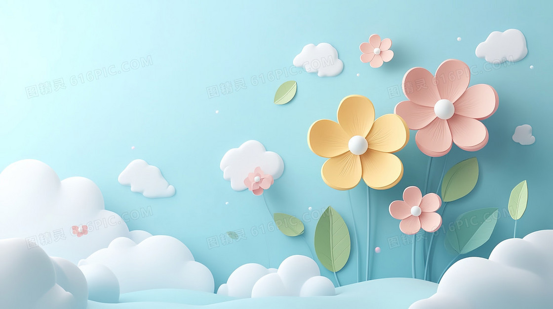 清新风格3D花朵的背景