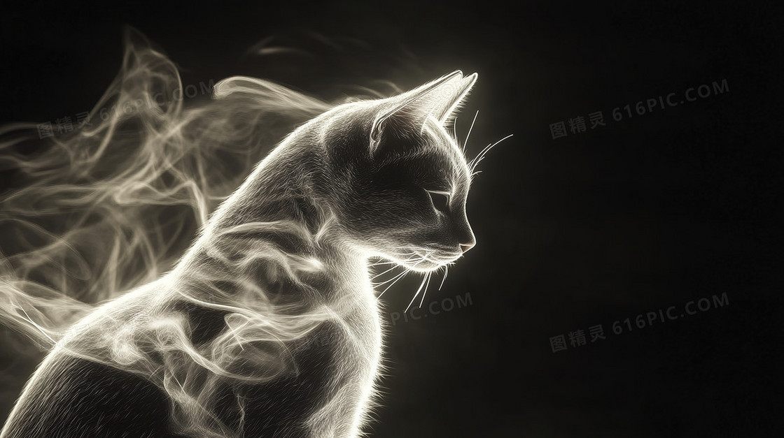 飘逸灵性猫咪背景