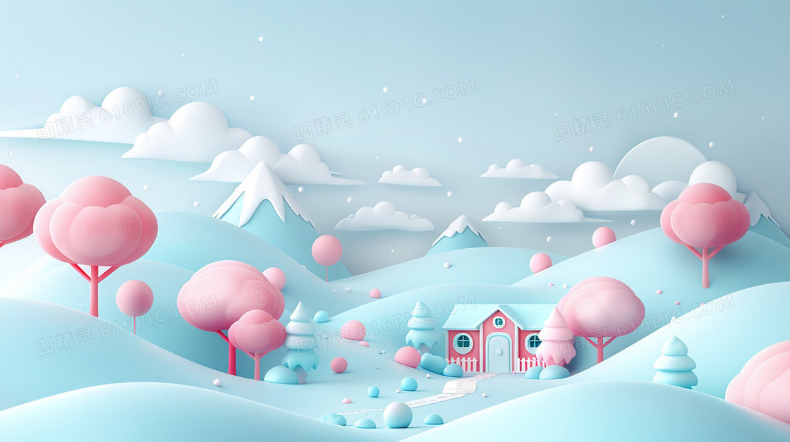 3d创意村庄背景