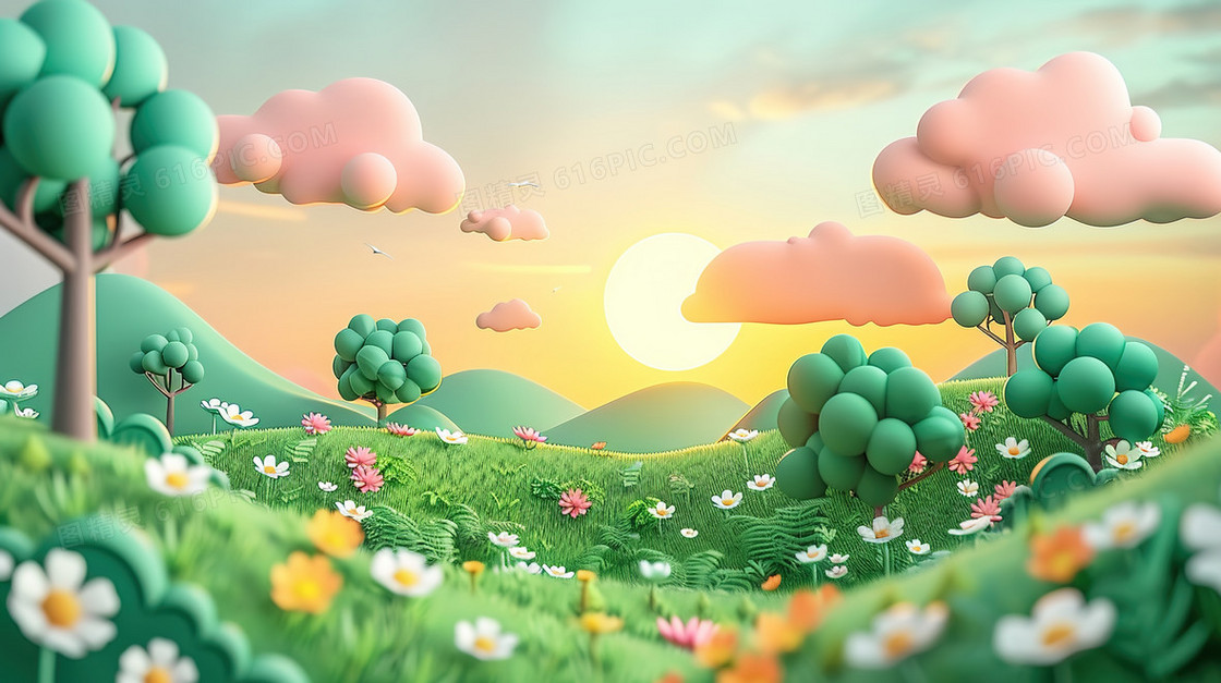 3d创意村庄背景