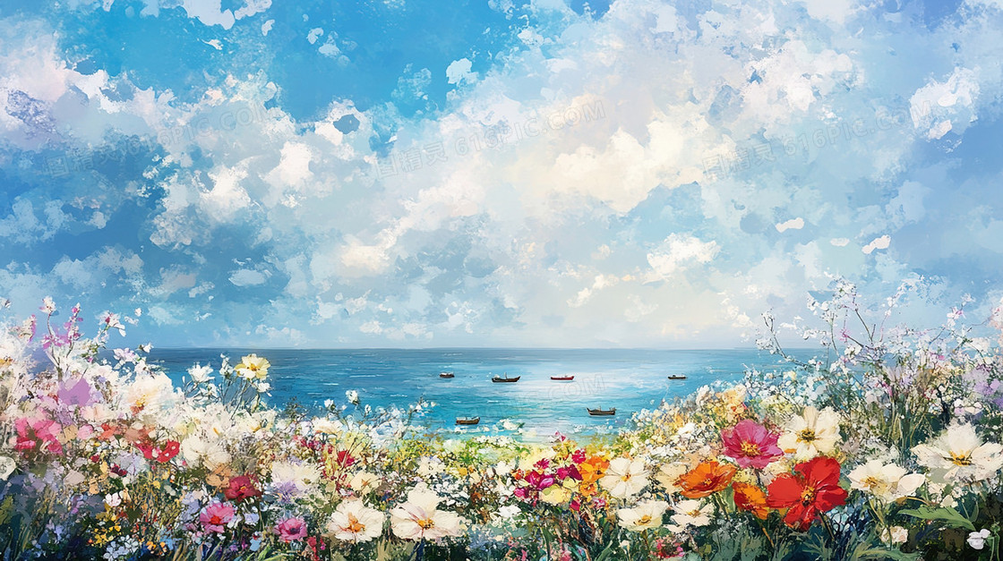 水彩风春季花圃背景