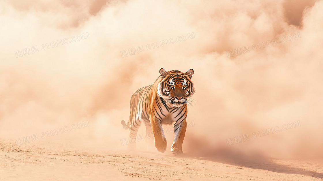 沙漠中的猛虎背景