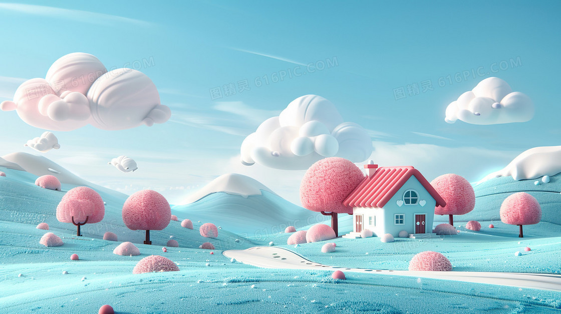 3d创意村庄背景