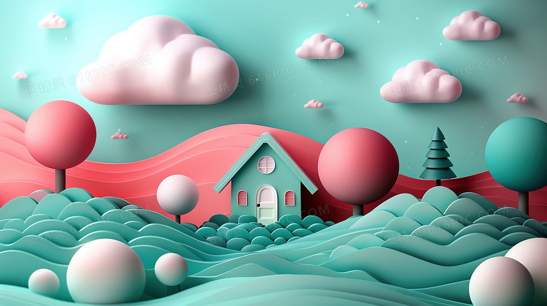 3d创意村庄背景