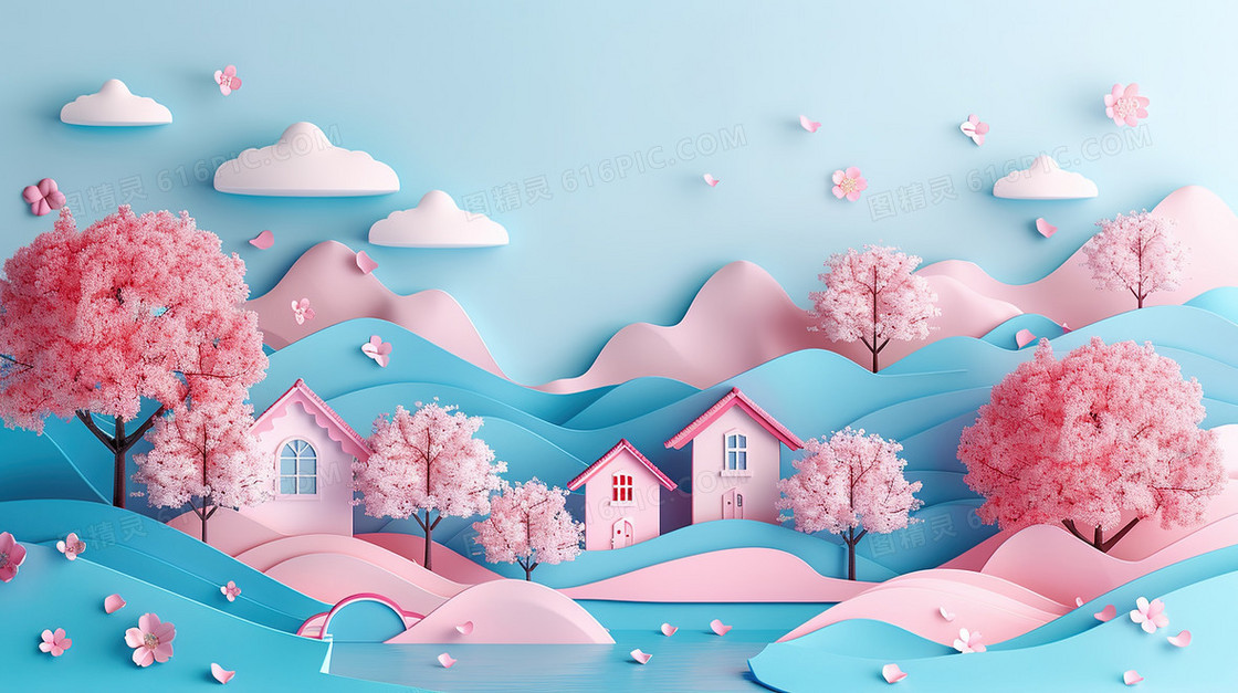 3d创意村庄背景