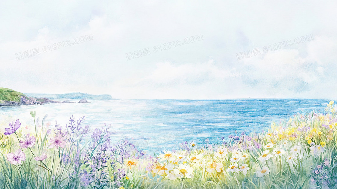 水彩风春季花圃背景