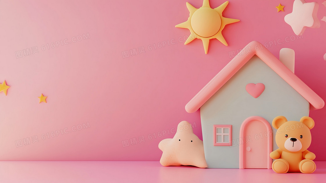 3D小屋简洁背景