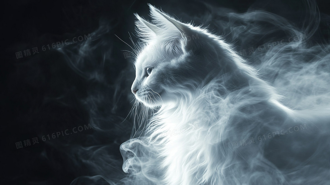飘逸灵性猫咪背景