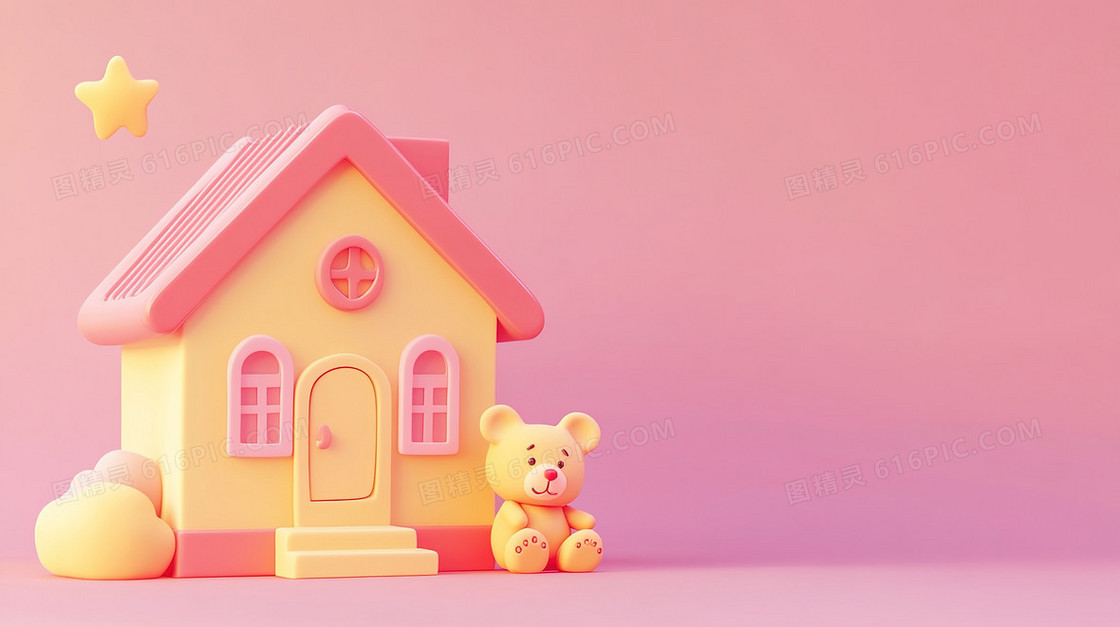 3D小屋简洁背景
