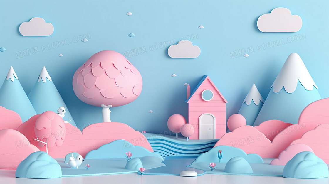 3d创意村庄背景