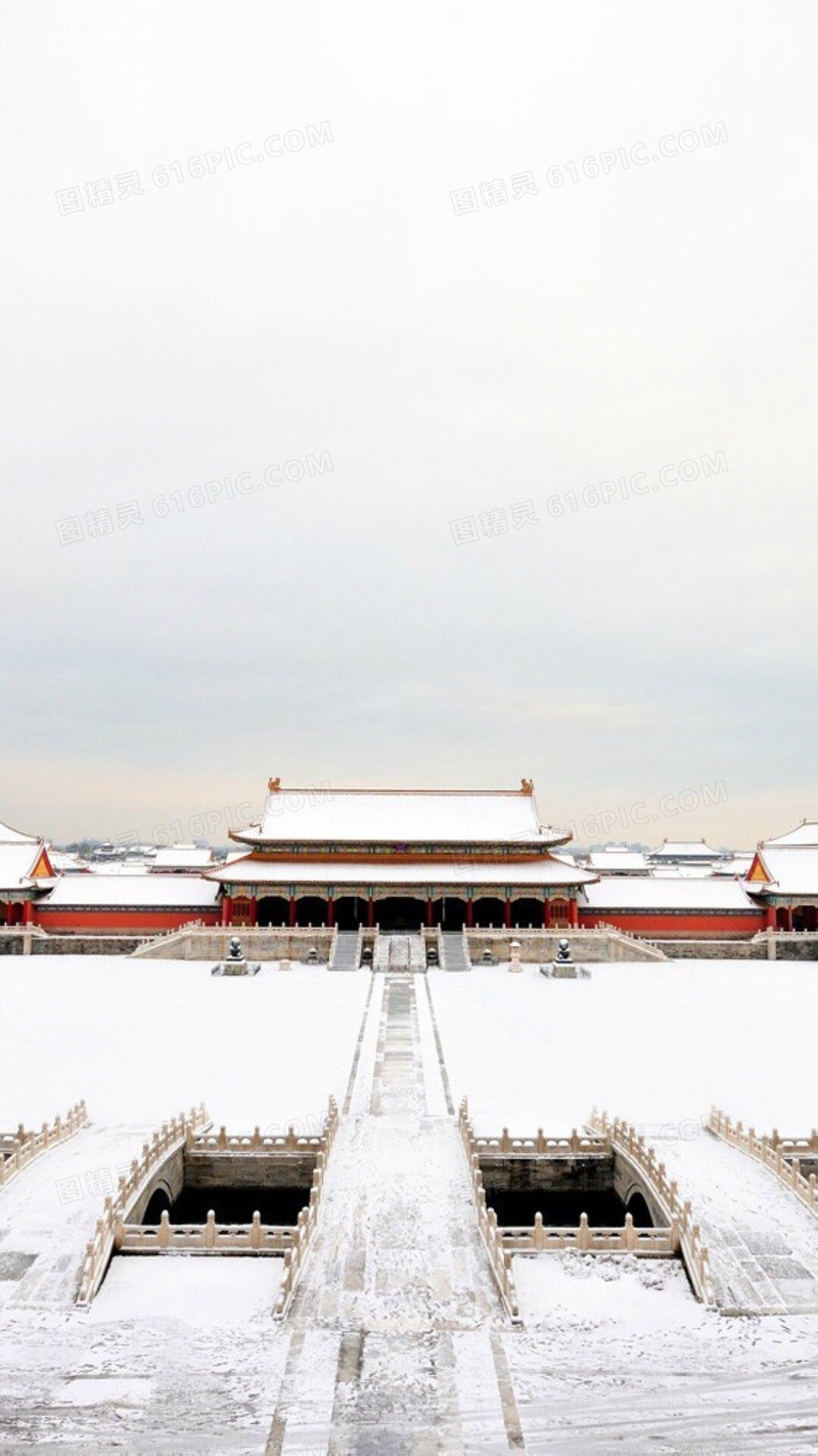 冬季故宫下雪银白色背景