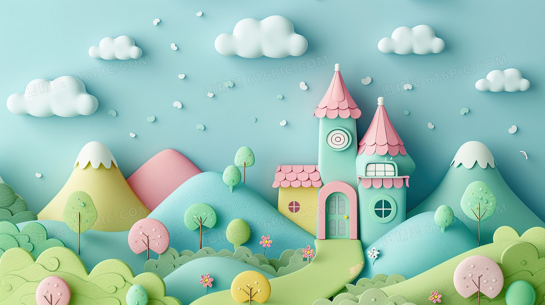 3d创意村庄背景