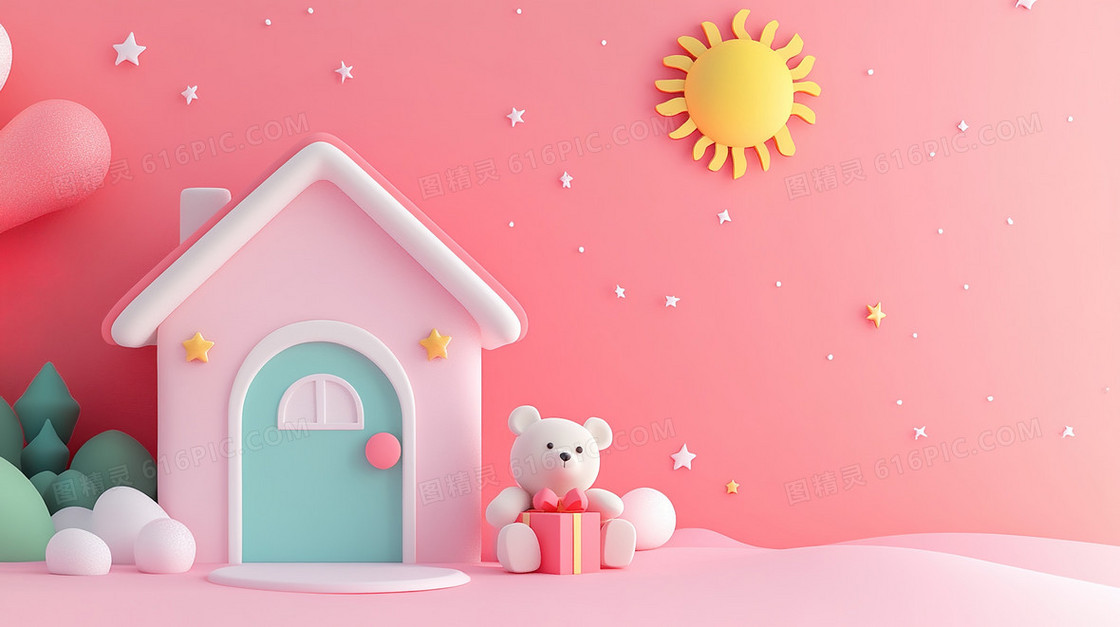 3D小屋简洁背景