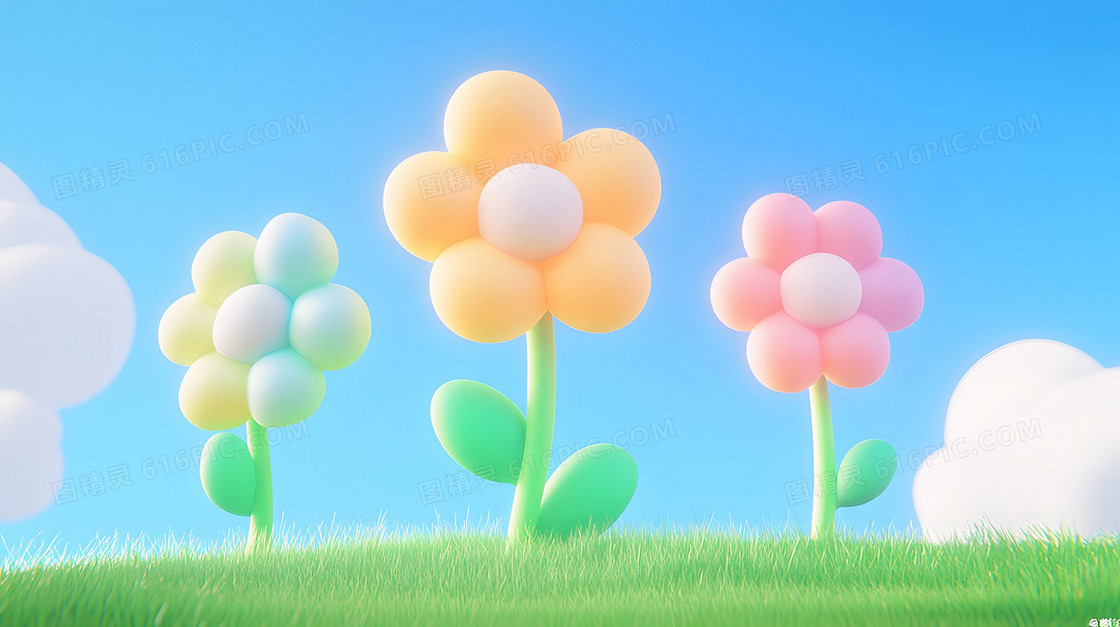 3D风格小花花朵背景