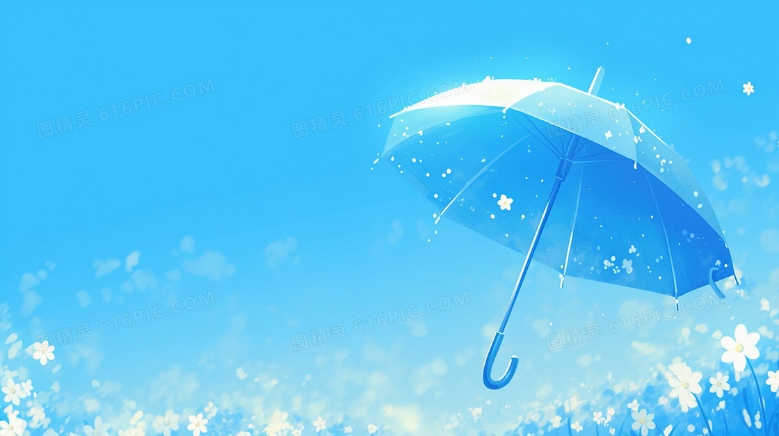 一把漂浮雨伞简约背景