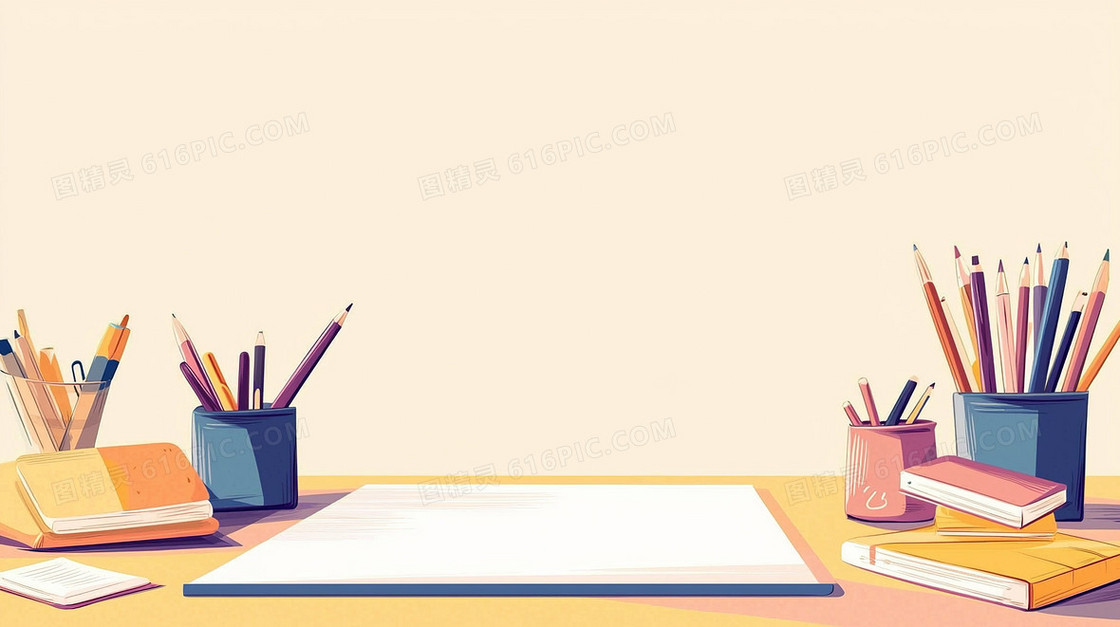 学习桌面上的文具铅笔背景