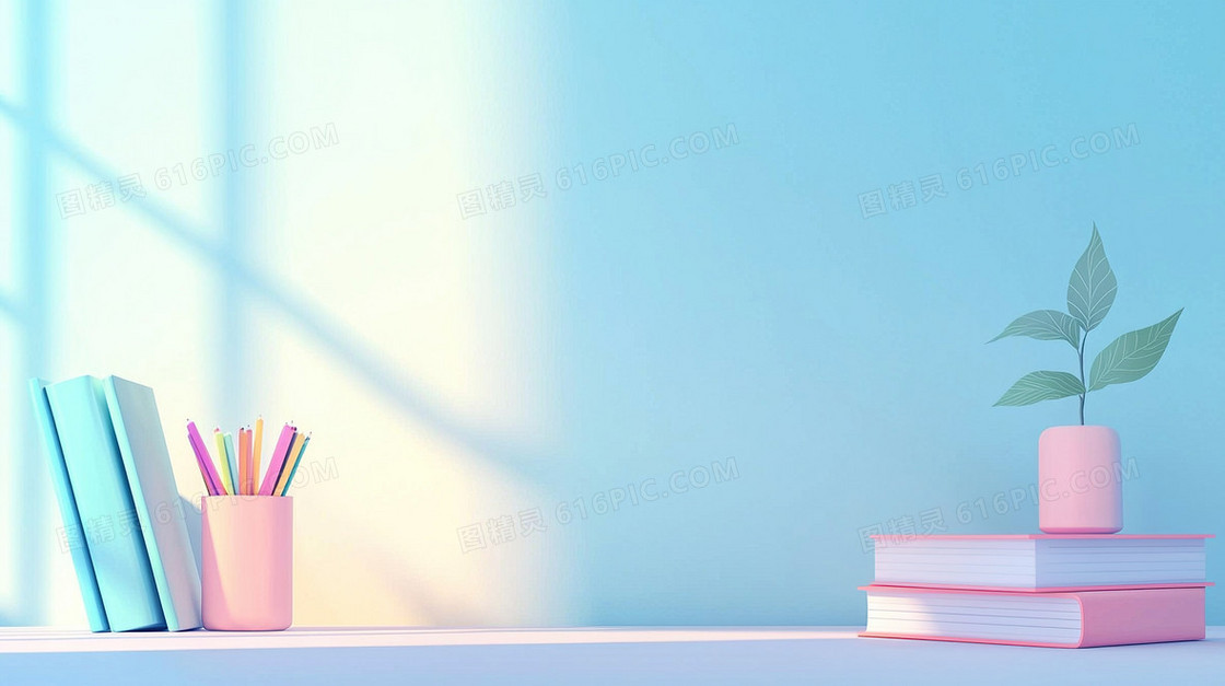 学习桌面上的文具铅笔背景