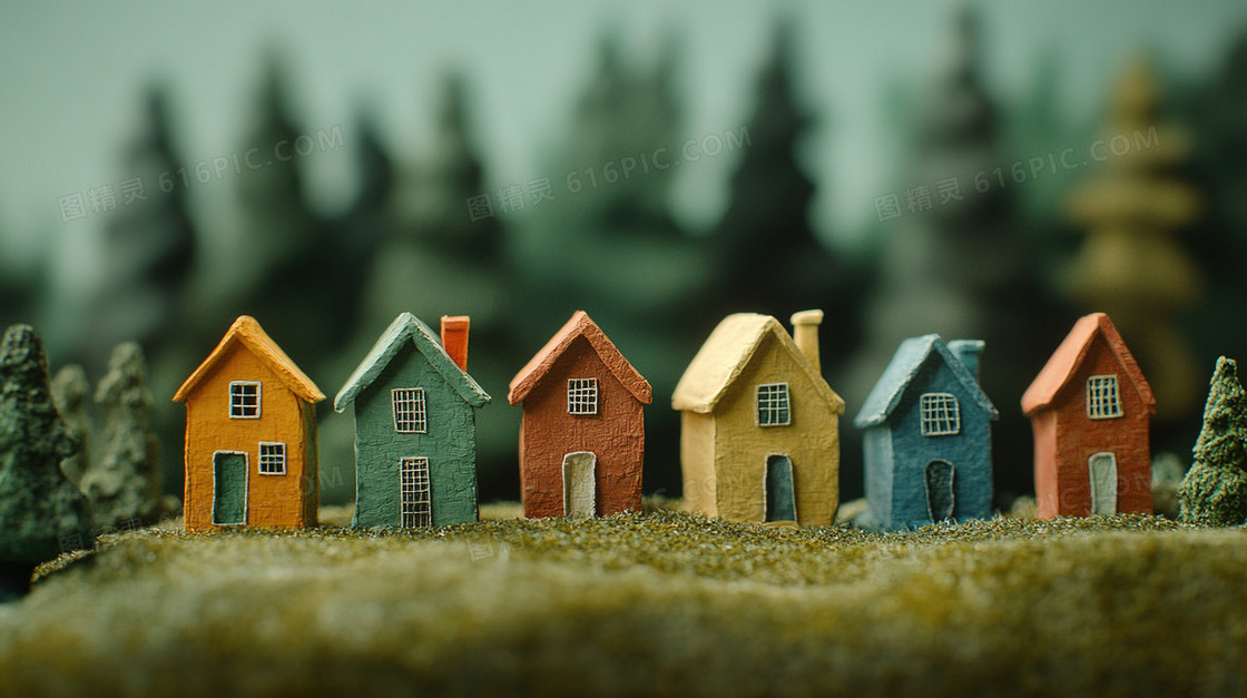 3D村庄简洁背景
