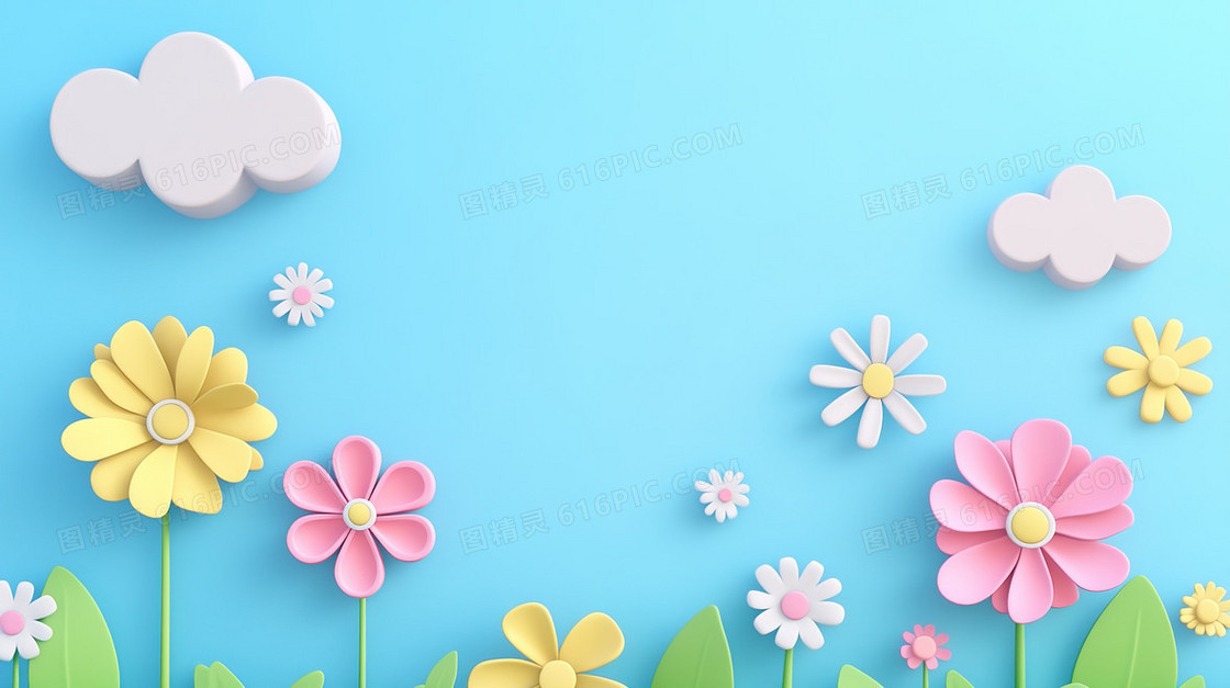 3D小花简洁背景