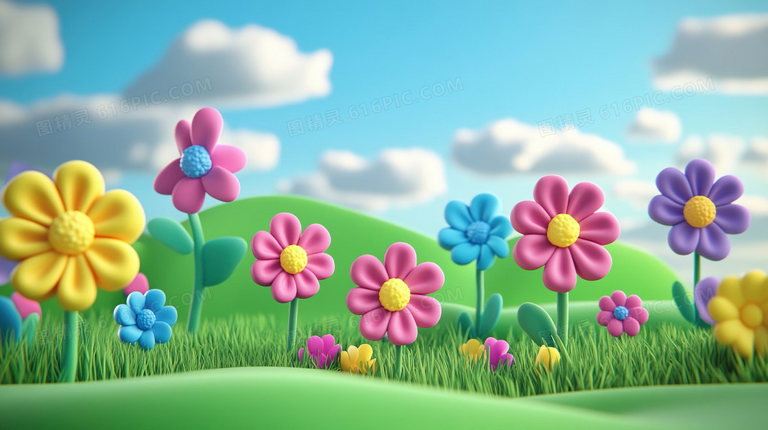 3D小花简洁背景