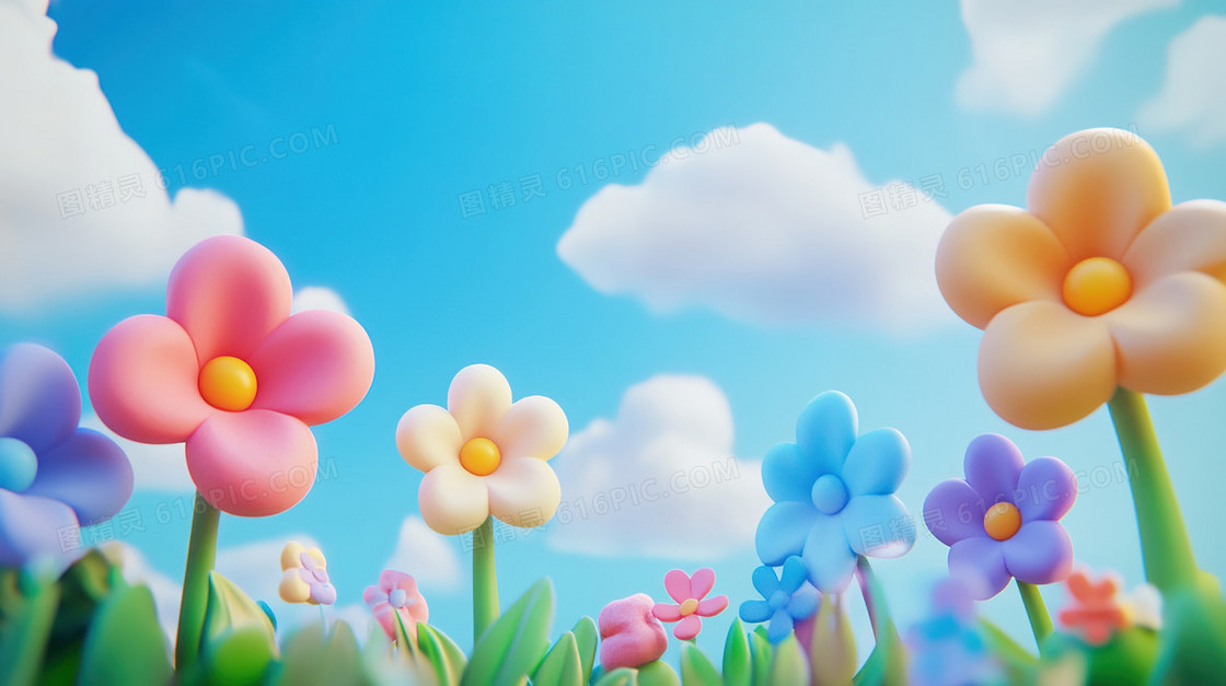3D小花简洁背景
