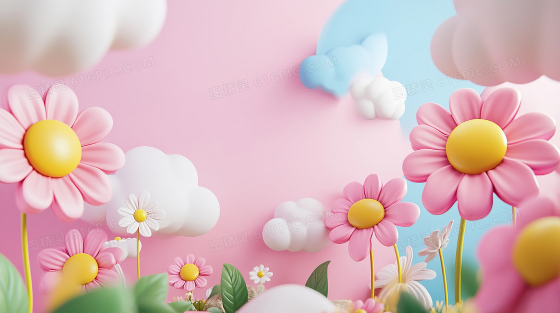3D小花简洁背景