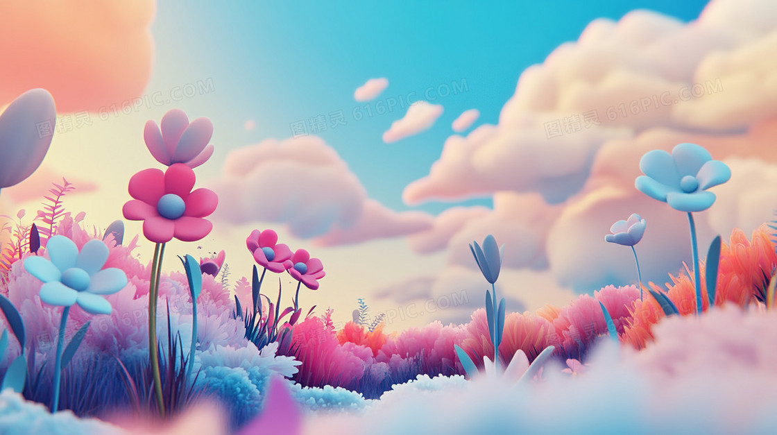 3D小花简洁背景