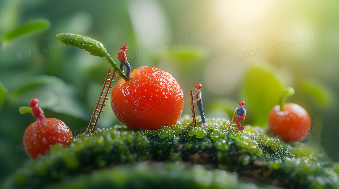创意微缩水果背景