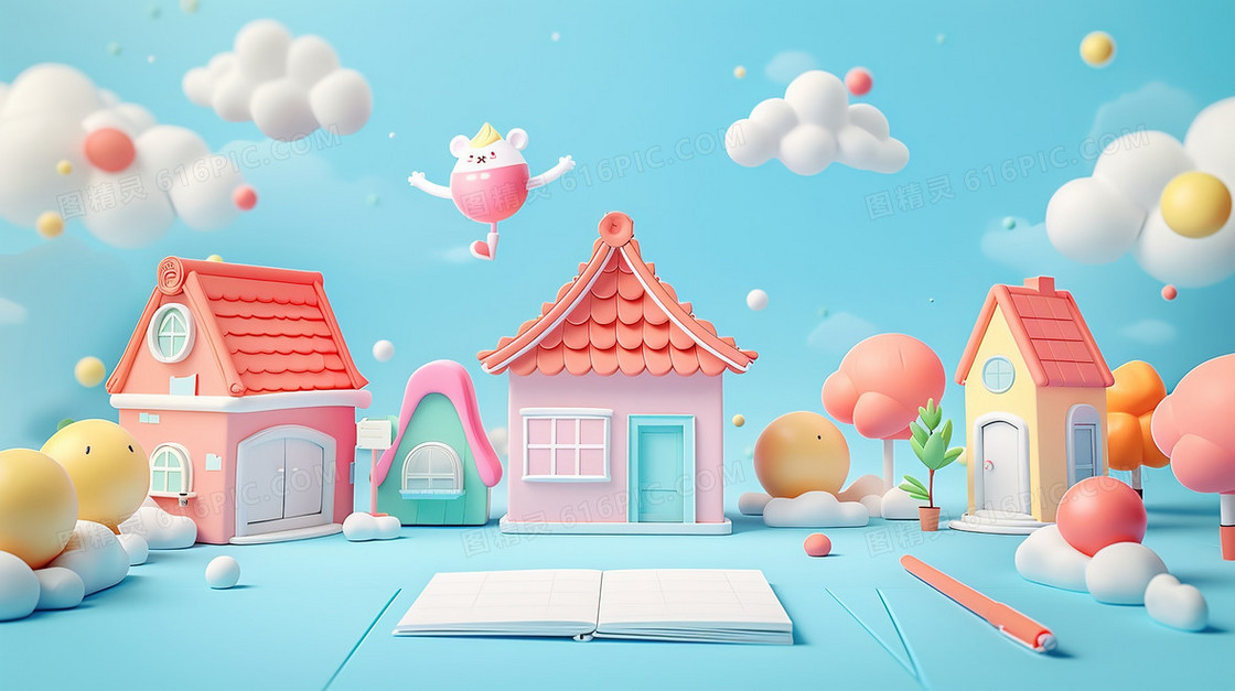 创意书籍小屋背景