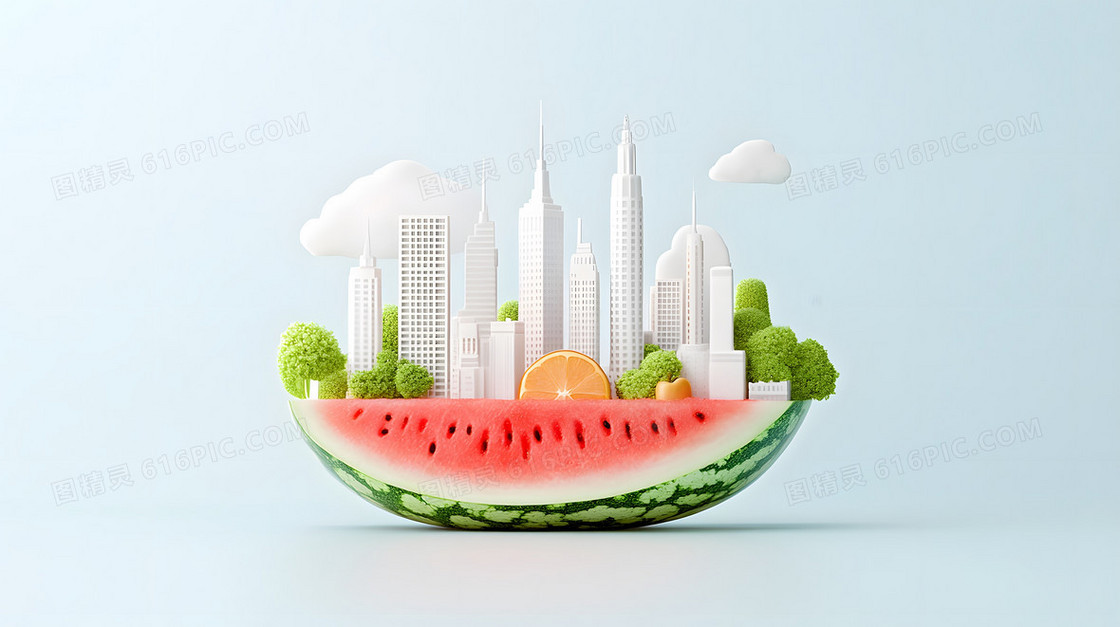 创意微缩水果背景