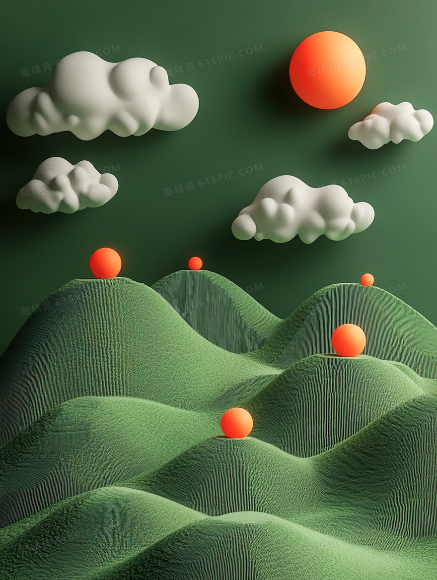 创意3D风景太阳场景的背景