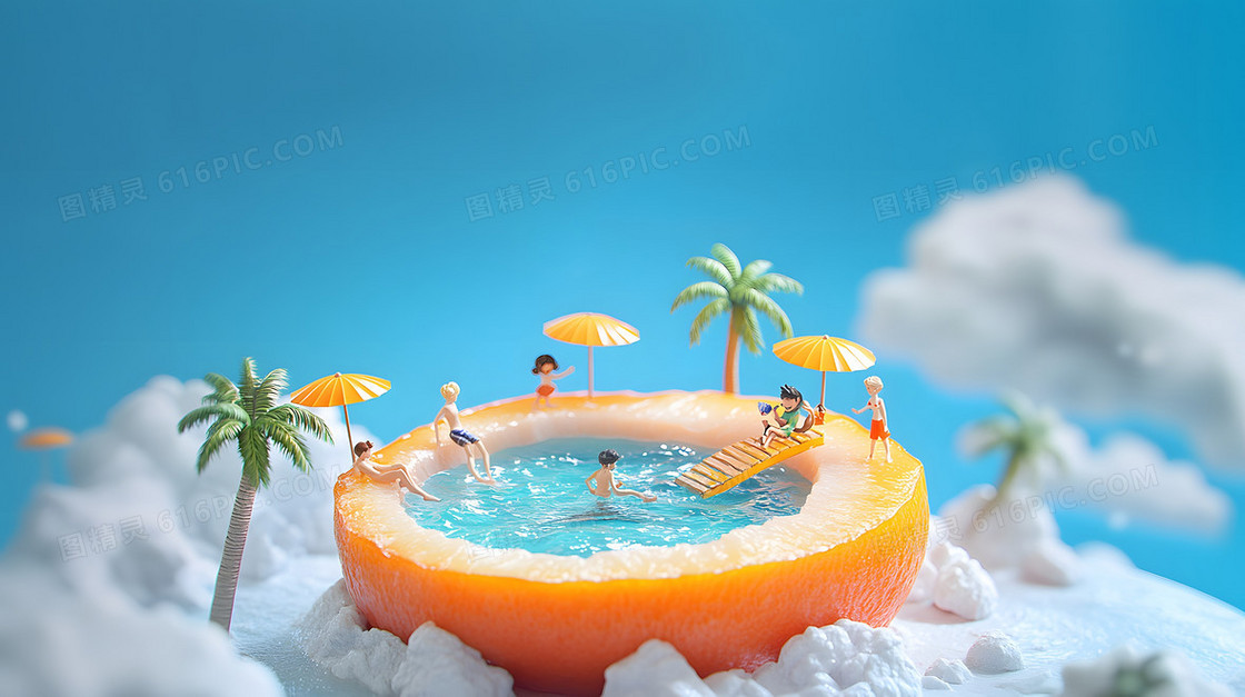 创意微缩水果背景
