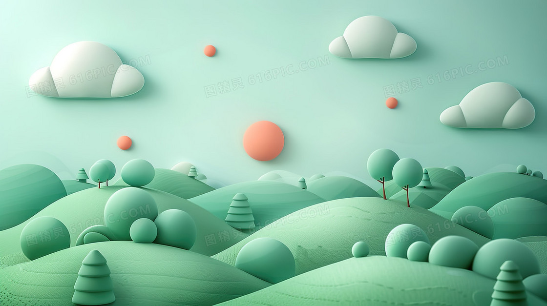 创意3D风景太阳场景的背景