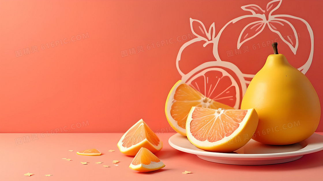 极简风创意水果食品柚子背景
