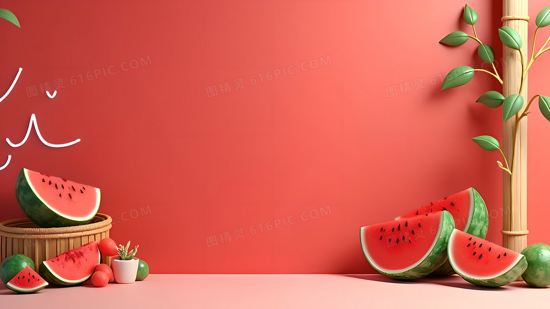 极简风创意水果食品西瓜背景