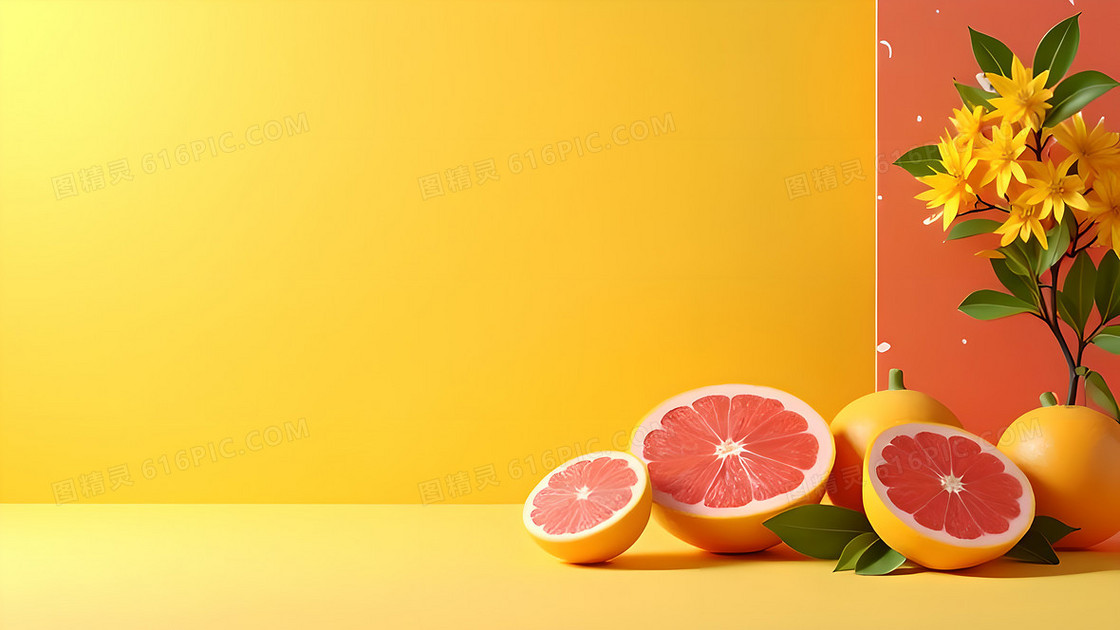 极简风创意水果食品柚子背景