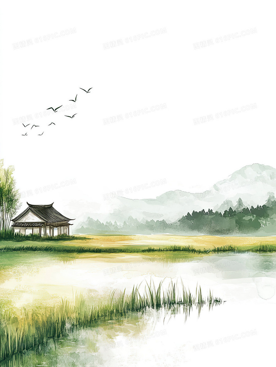 中国风春日村庄背景